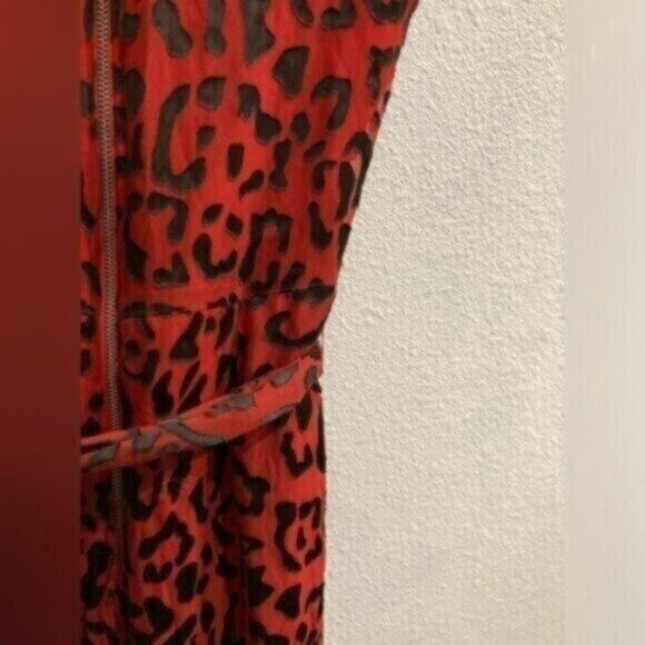 Alice&Olivia Silk Animal Print Mini Dress Chic Faux Wrap Red V Neck Party - Picture 9 of 9